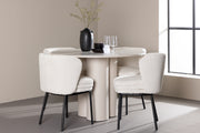 Venture Design Agnes & Olivia Matstolar 2-pack Vit + Runda Matbord ⌀110 Beige