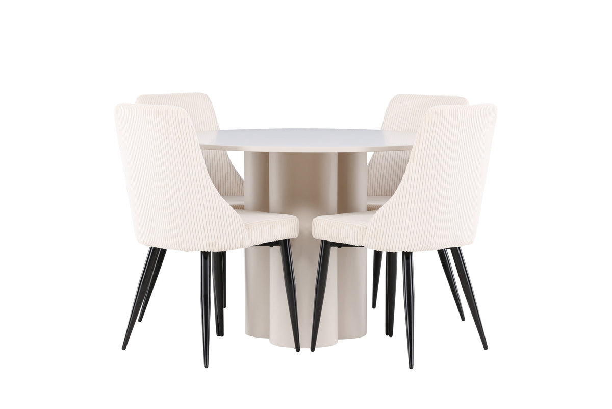 Venture Design Leone & Olivia Matstolar 2-pack Beige + Runda Matbord ⌀110 Beige
