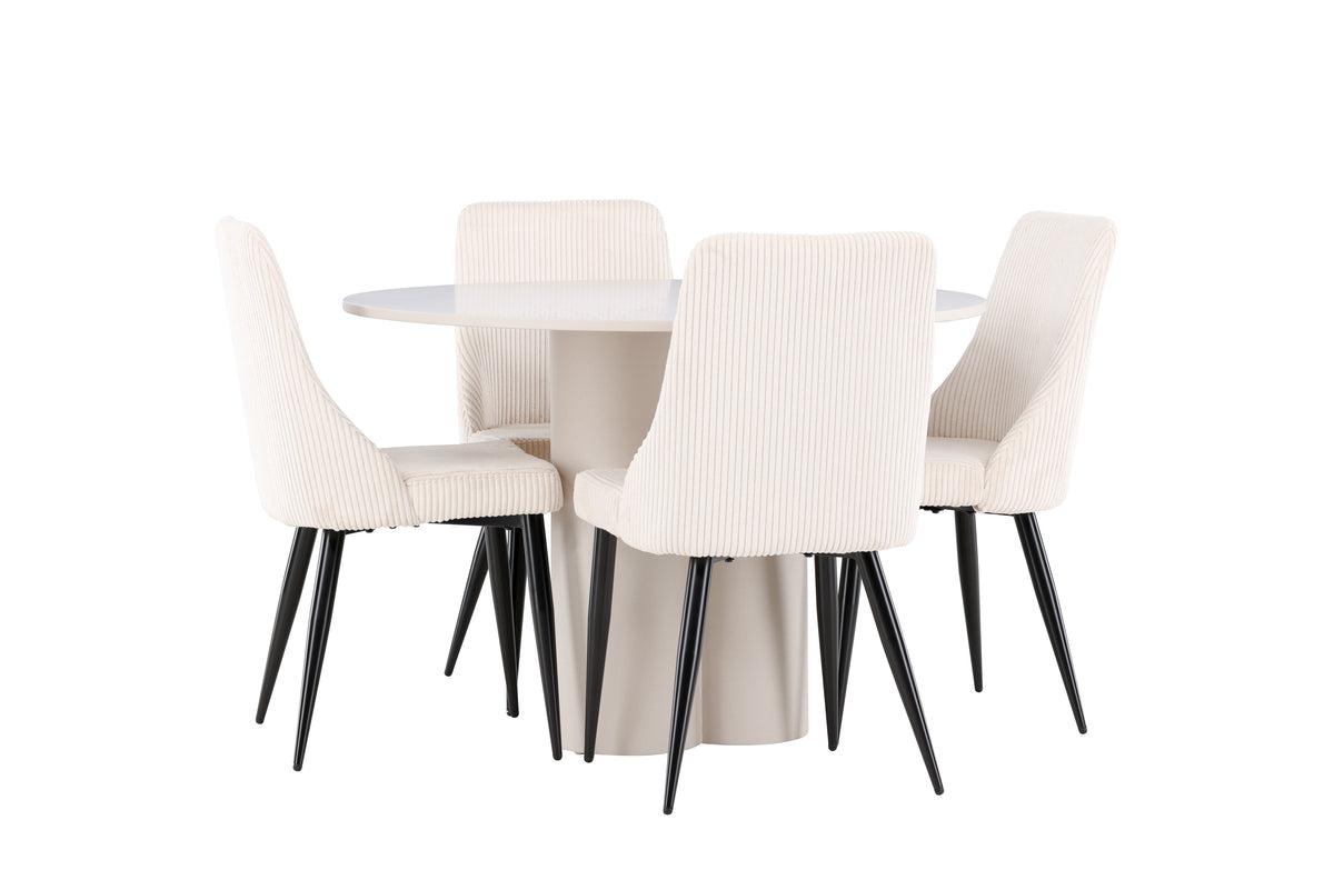 Venture Design Leone & Olivia Matstolar 2-pack Beige + Runda Matbord ⌀110 Beige