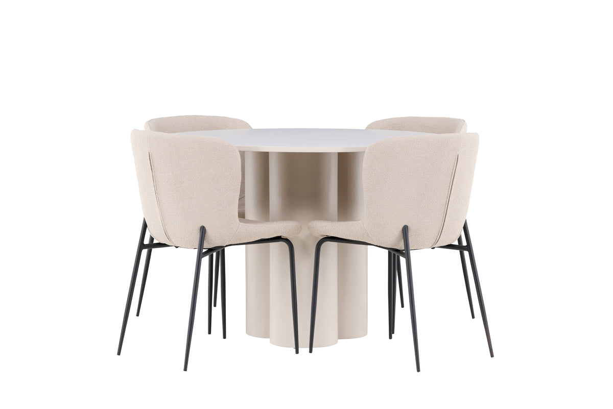 Venture Design Modesto & Olivia Matstolar 2-pack Beige + Runda Matbord ⌀110 Beige
