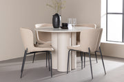 Venture Design Modesto & Olivia Matstolar 2-pack Beige + Runda Matbord ⌀110 Beige
