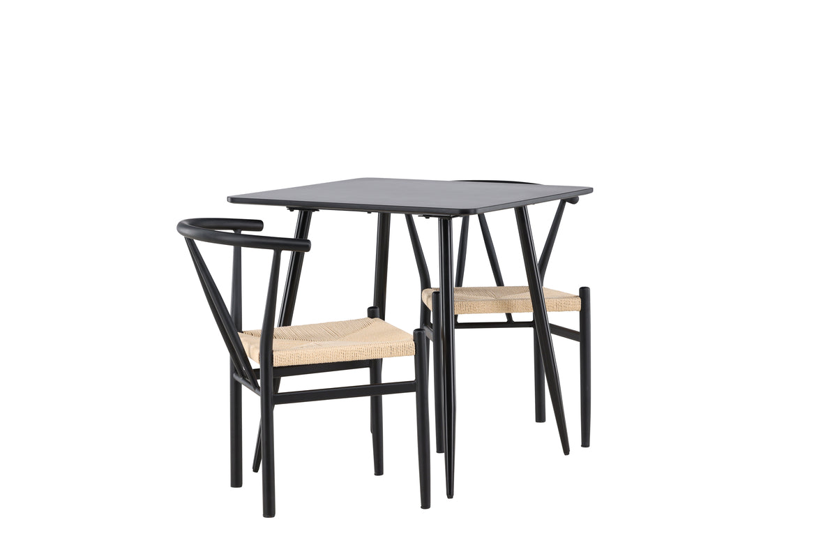 Venture Design Alfons & Polar Matstolar Svart + Rektangulära Matbord 75 x 75 Svart