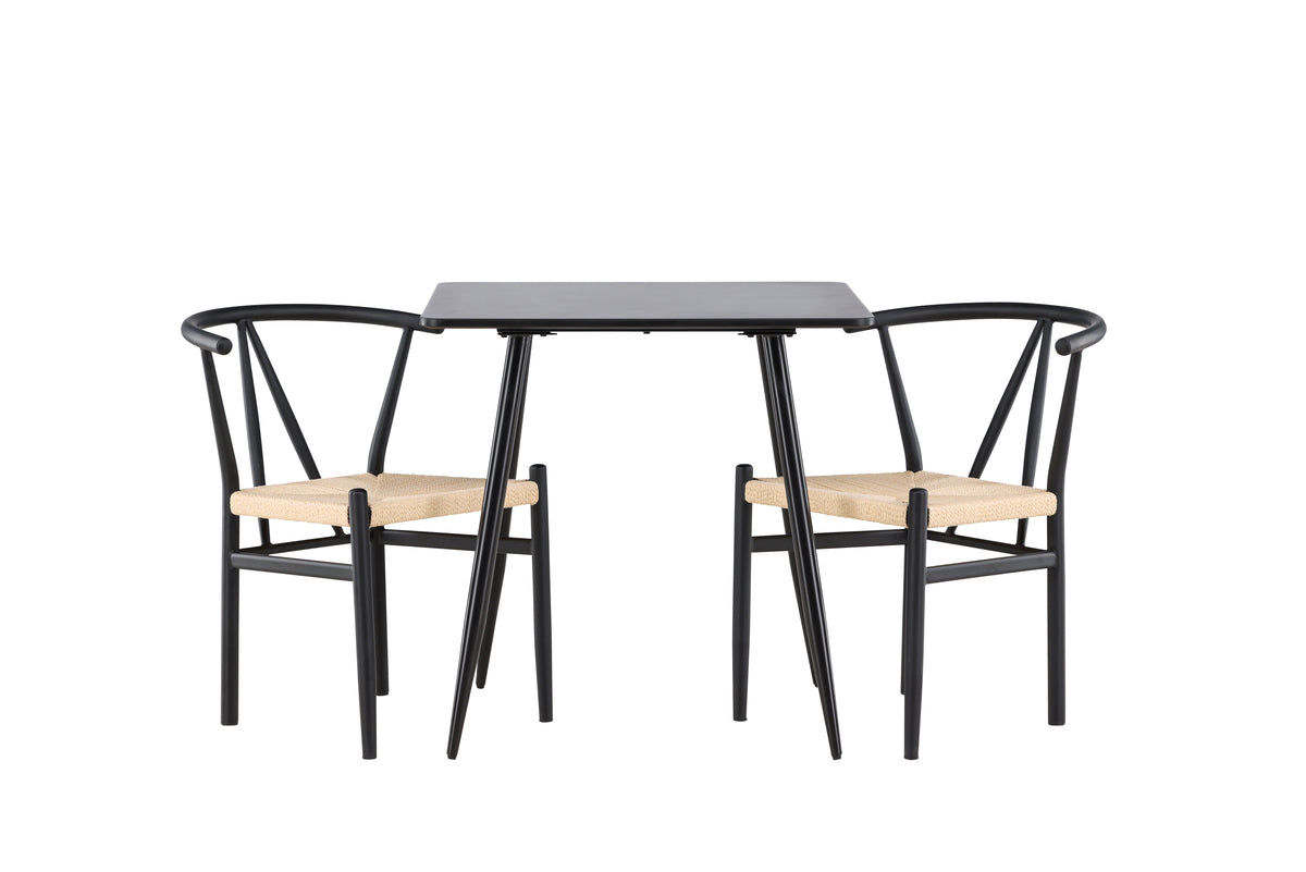 Venture Design Alfons & Polar Matstolar Svart + Rektangulära Matbord 75 x 75 Svart