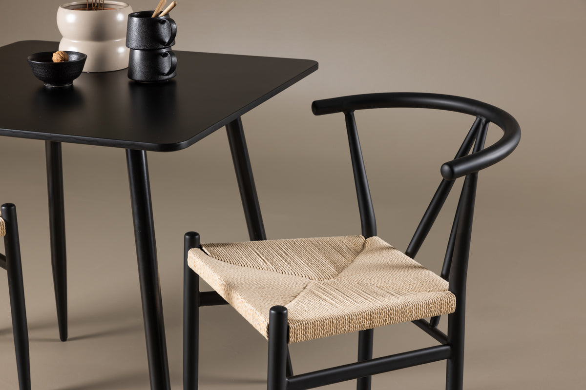 Venture Design Alfons & Polar Matstolar Svart + Rektangulära Matbord 75 x 75 Svart