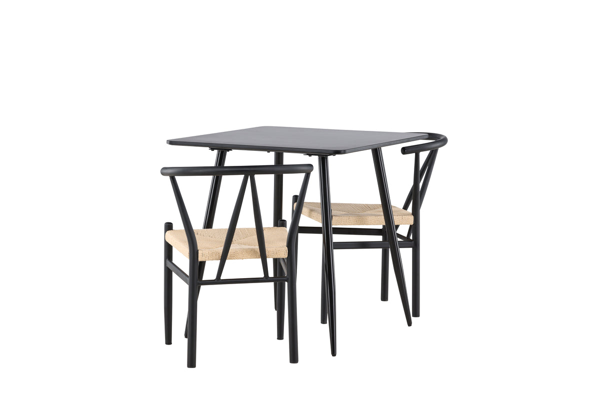 Venture Design Alfons & Polar Matstolar Svart + Rektangulära Matbord 75 x 75 Svart