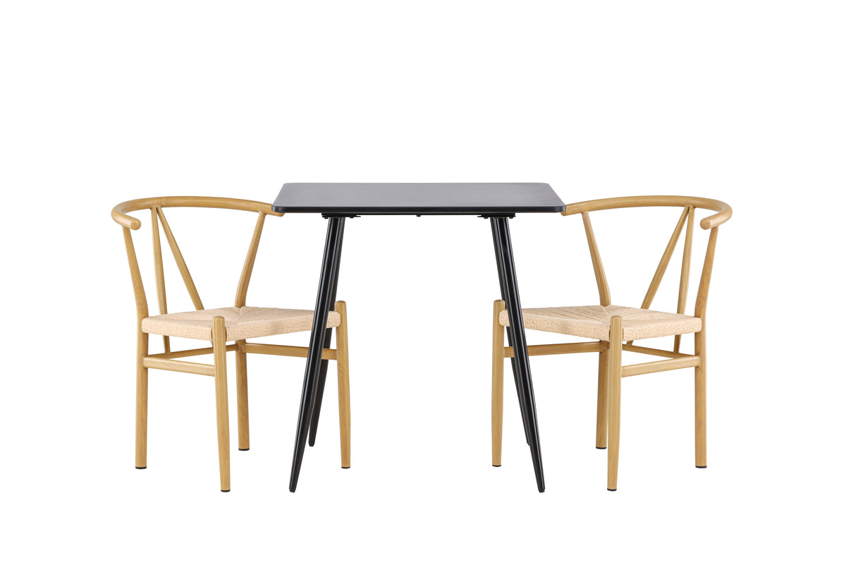 Venture Design Alfons & Polar Matstolar Beige + Rektangulära Matbord 75 x 75 Svart