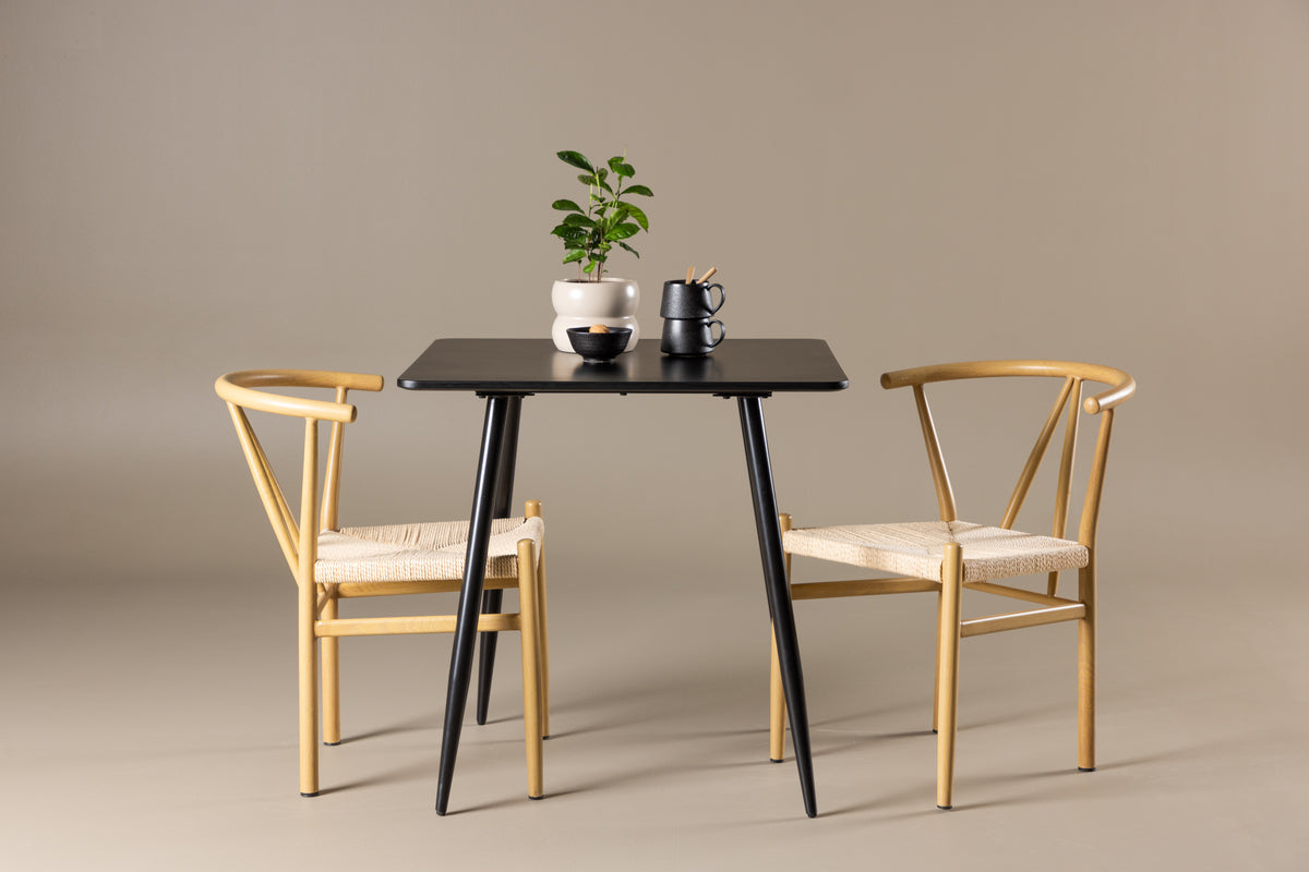 Venture Design Alfons & Polar Matstolar Beige + Rektangulära Matbord 75 x 75 Svart