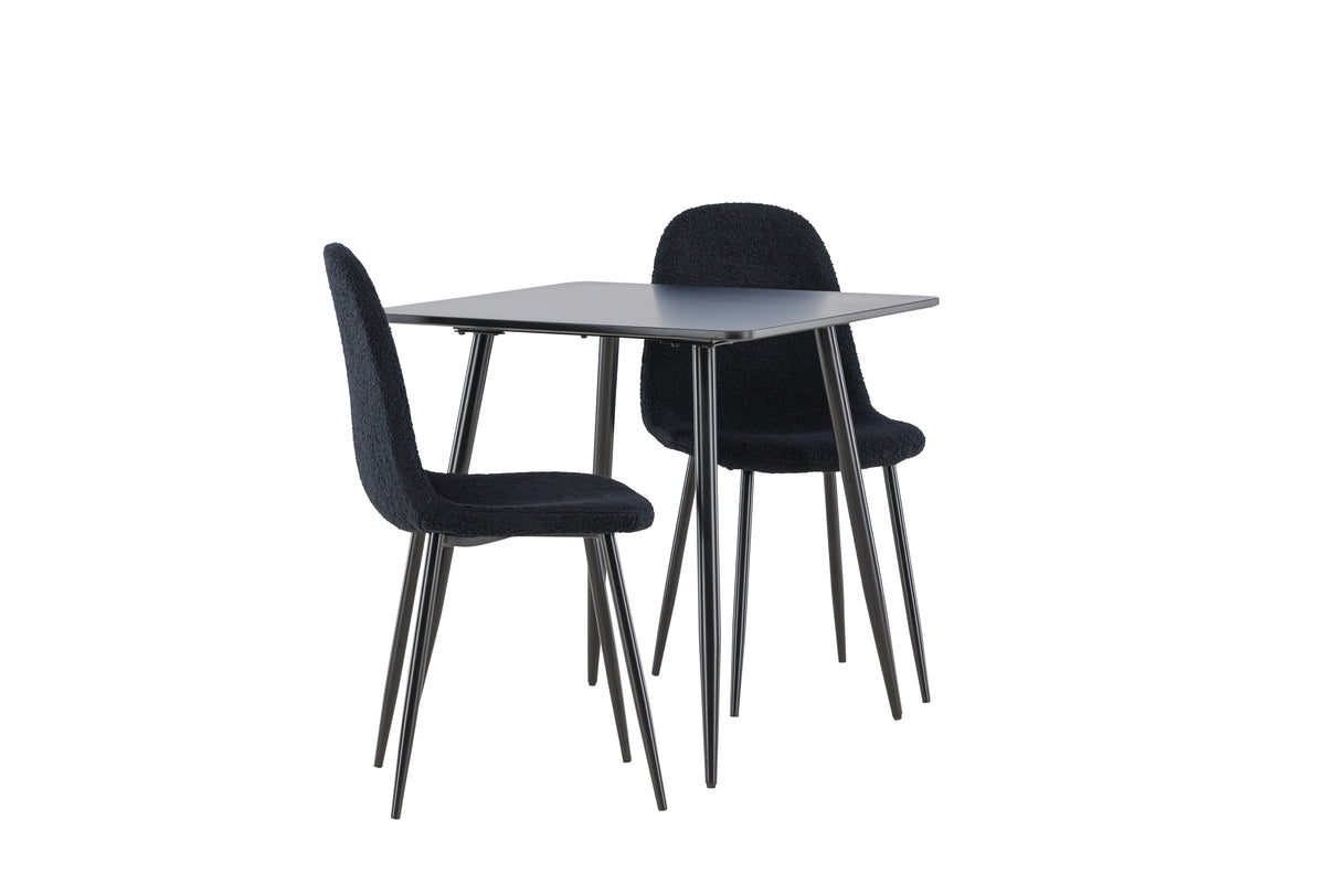 Venture Design Polar Matstolar 2-pack Svart + Rektangulära Matbord 75 x 75 Svart