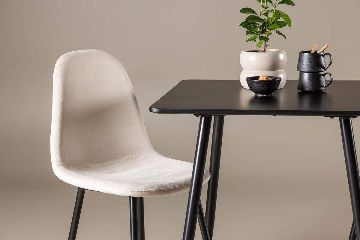 Venture Design Polar Matstolar 2-pack Beige + Rektangulära Matbord 75 x 75 Svart
