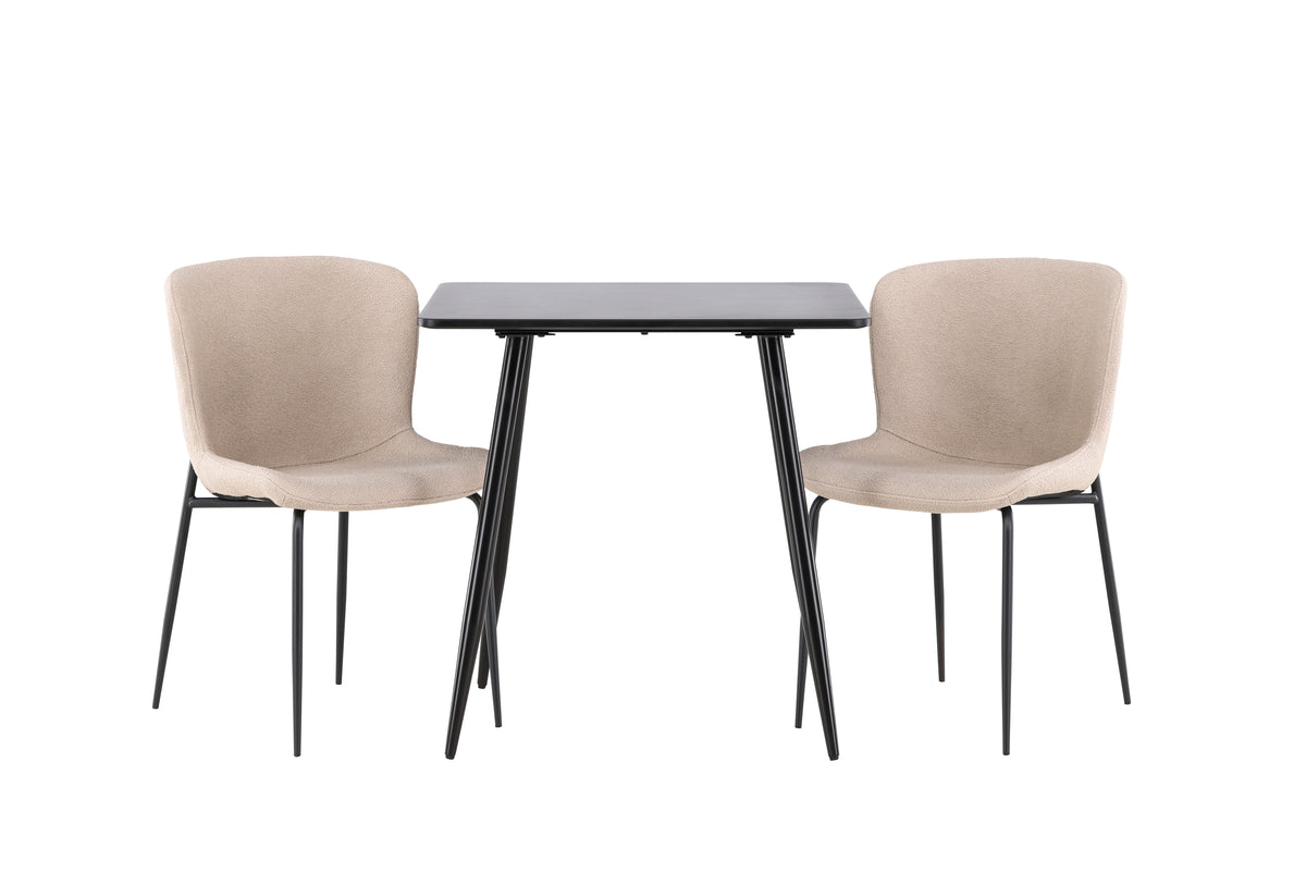 Venture Design Modesto & Polar Matstolar 2-pack Beige + Rektangulära Matbord 75 x 75 Svart