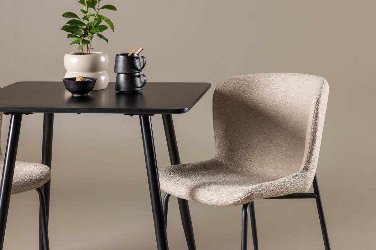 Venture Design Modesto & Polar Matstolar 2-pack Beige + Rektangulära Matbord 75 x 75 Svart