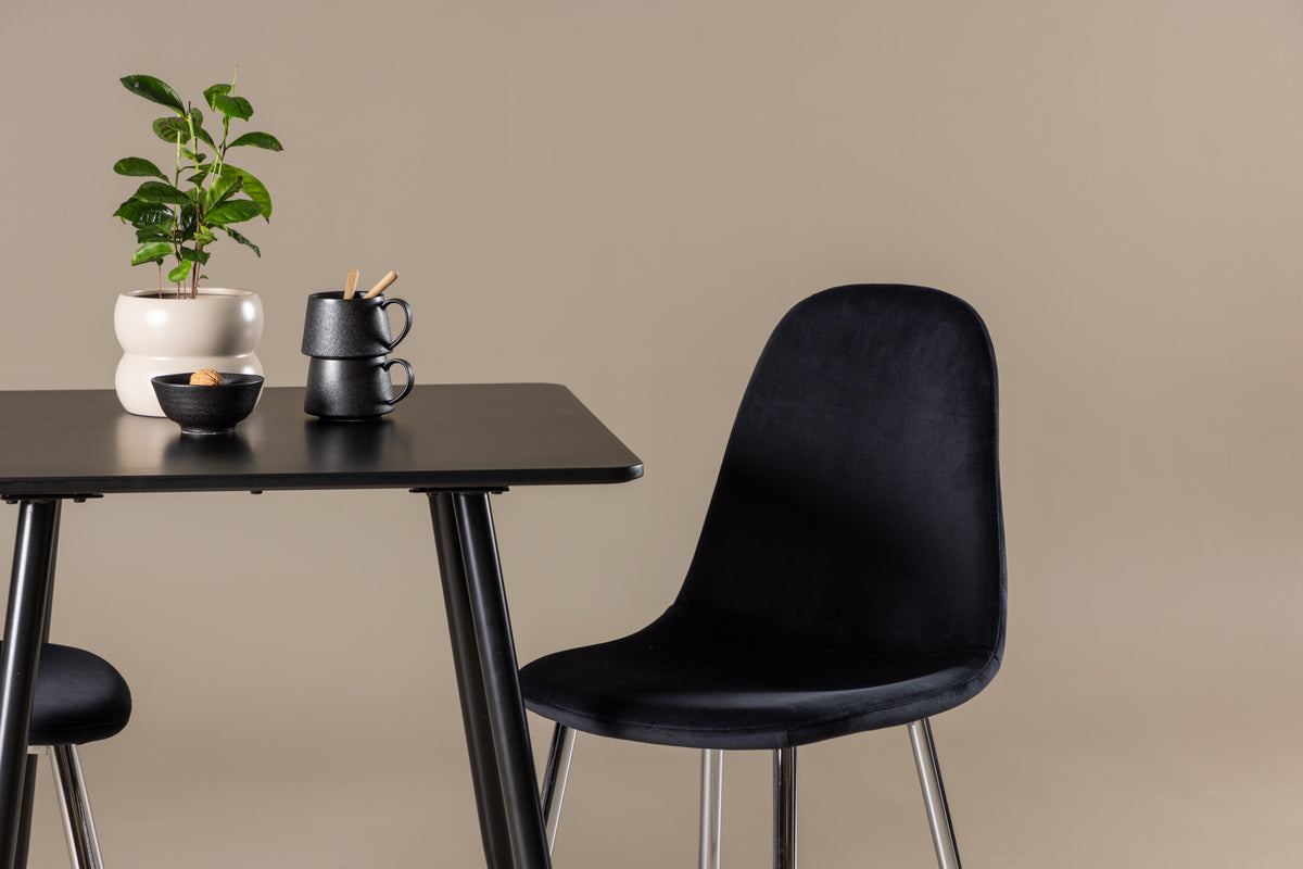Venture Design Polar Matstolar 2-pack Svart + Rektangulära Matbord 75 x 75 Svart