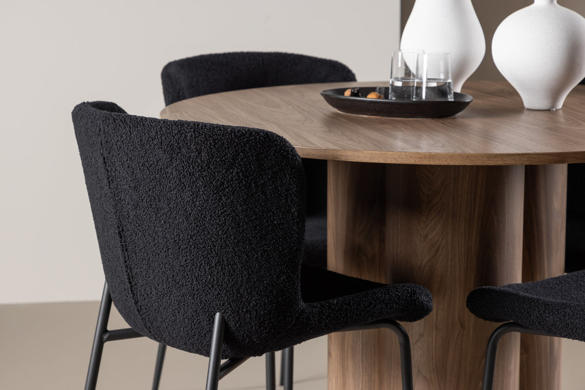 Venture Design Modesto & Olivia Matstolar 2-pack Svart + Runda Matbord ⌀110 Brun