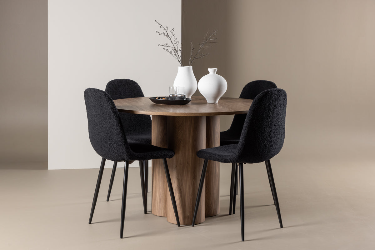 Venture Design Polar & Olivia Matstolar 2-pack Svart + Runda Matbord ⌀110 Brun