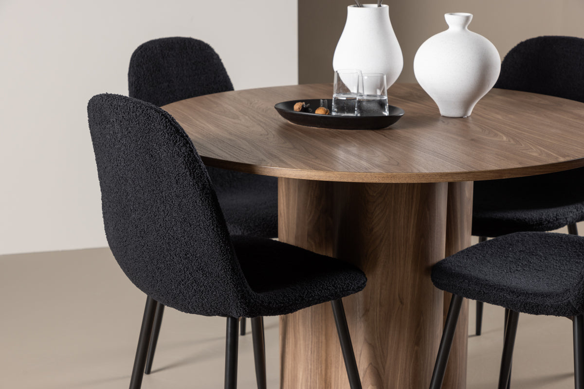 Venture Design Polar & Olivia Matstolar 2-pack Svart + Runda Matbord ⌀110 Brun