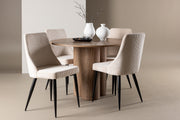 Venture Design Leone & Olivia Matstolar 2-pack Beige + Runda Matbord ⌀110 Brun