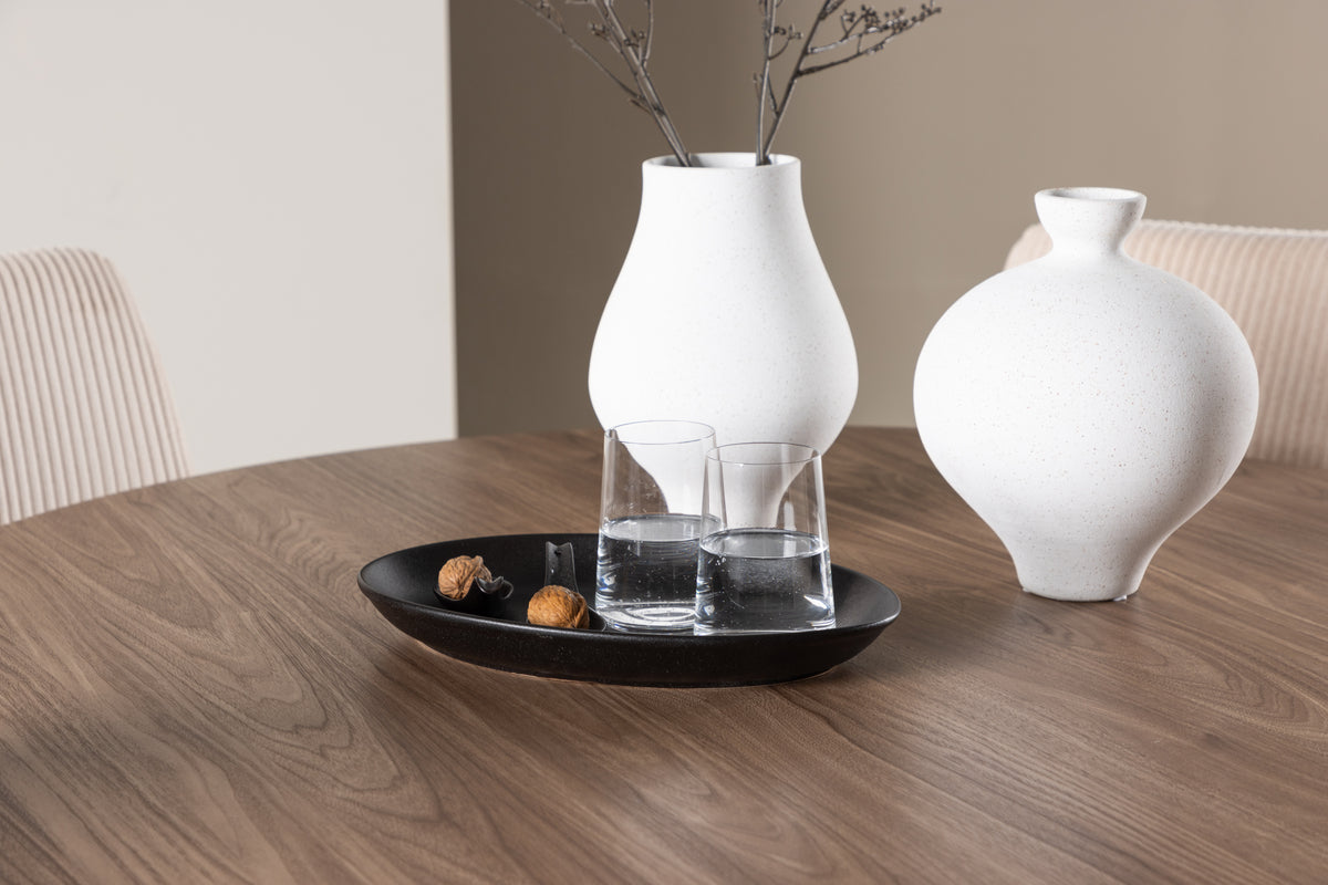 Venture Design Leone & Olivia Matstolar 2-pack Beige + Runda Matbord ⌀110 Brun