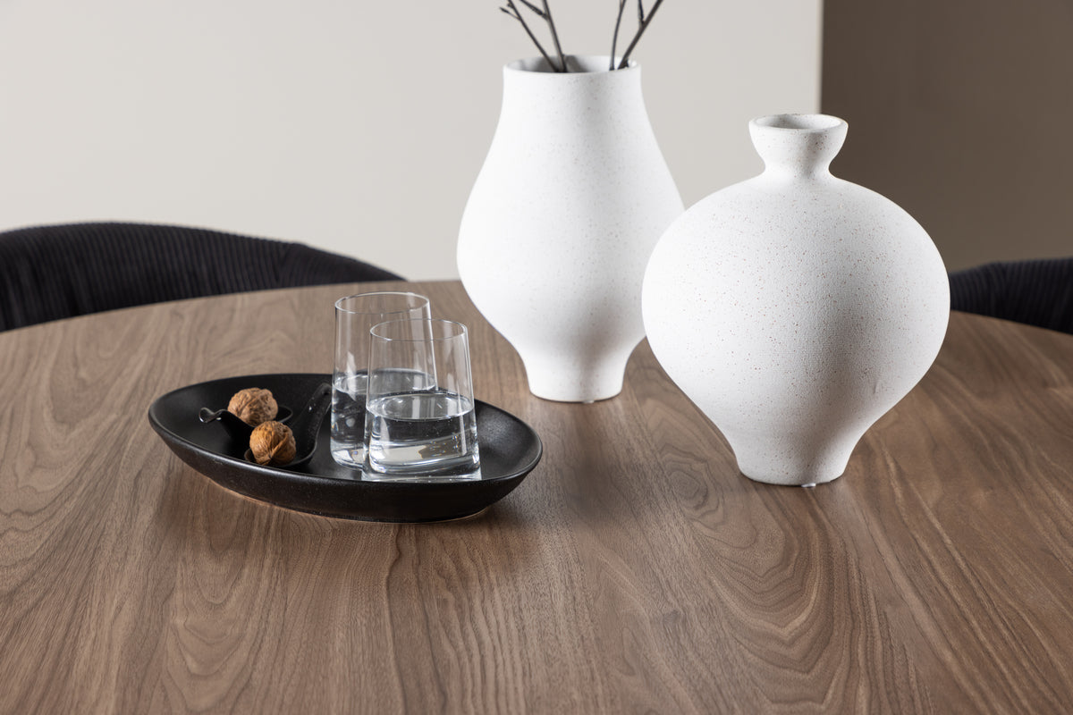 Venture Design Berit & Olivia Matstolar Svart + Runda Matbord ⌀110 Brun