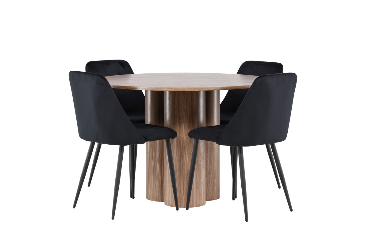 Venture Design Night & Olivia Matstolar 2-pack Svart + Runda Matbord ⌀110 Brun