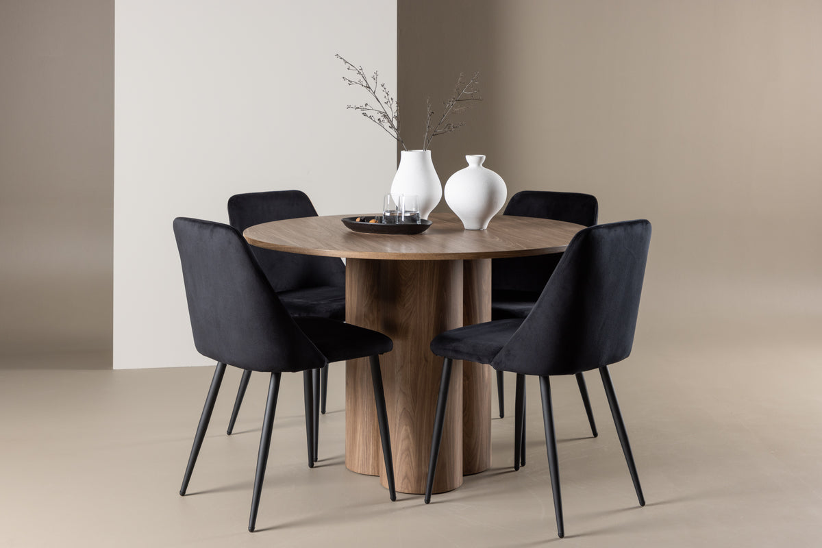 Venture Design Night & Olivia Matstolar 2-pack Svart + Runda Matbord ⌀110 Brun