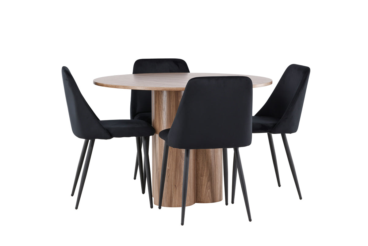Venture Design Night & Olivia Matstolar 2-pack Svart + Runda Matbord ⌀110 Brun
