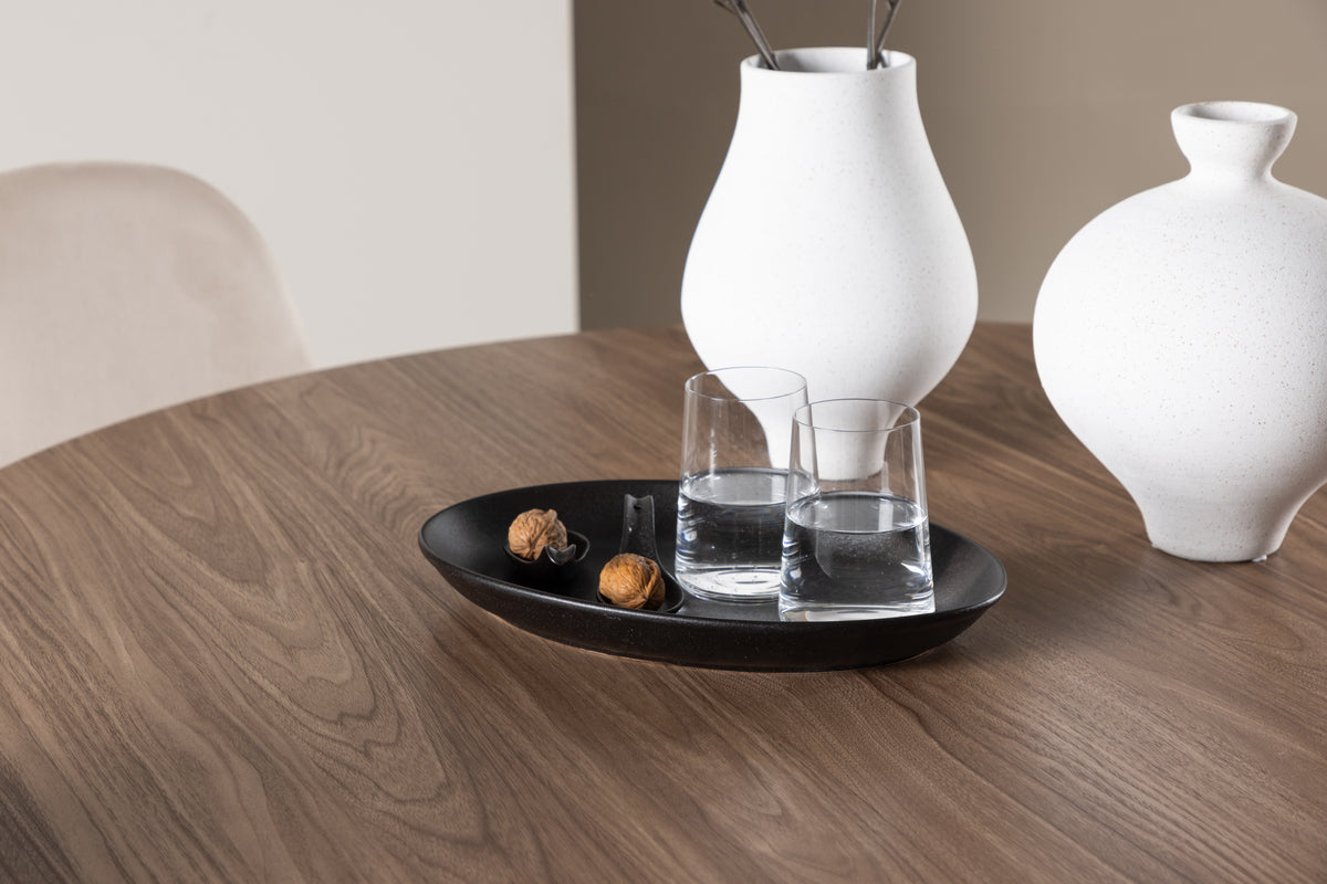 Venture Design Polar & Olivia Matstolar 2-pack Beige + Runda Matbord ⌀110 Brun
