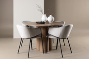 Venture Design Evelina & Olivia Matstolar 2-pack Grå + Runda Matbord ⌀110 Brun