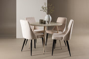 Venture Design Leone & Plaza Matstolar 2-pack Beige + Runda Matbord ⌀100 Vitputsad