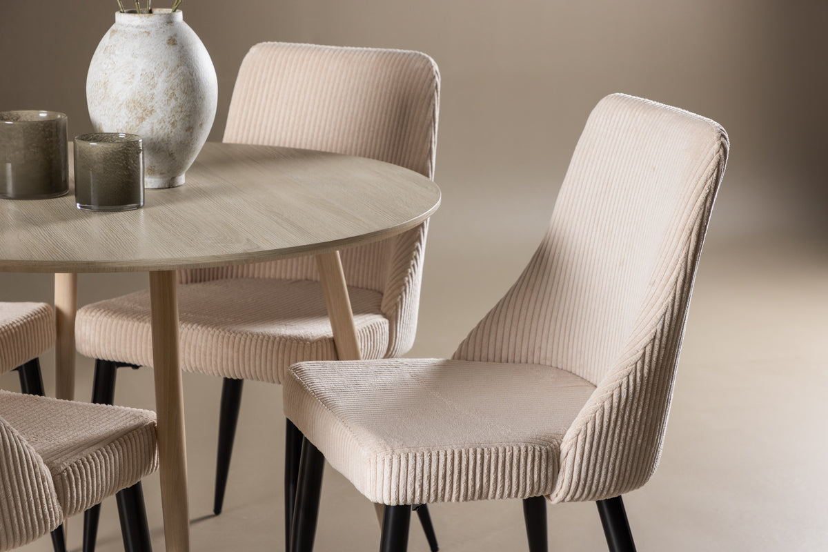 Venture Design Leone & Plaza Matstolar 2-pack Beige + Runda Matbord ⌀100 Vitputsad