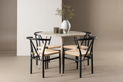 Venture Design Alfons & Plaza Matstolar Svart + Runda Matbord ⌀100 Vitputsad