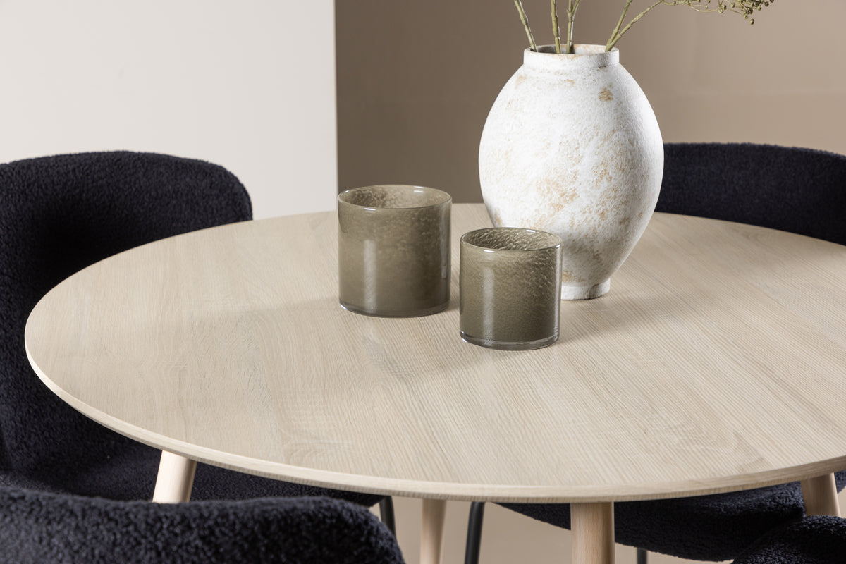 Venture Design Plaza & Modesto Runda Matbord ⌀100 Vitputsad + Matstolar 2-pack Svart