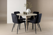 Venture Design Night & Plaza Matstolar 2-pack Svart + Runda Matbord ⌀100 Vitputsad