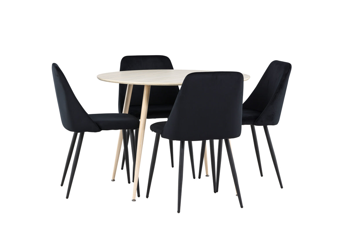 Venture Design Night & Plaza Matstolar 2-pack Svart + Runda Matbord ⌀100 Vitputsad