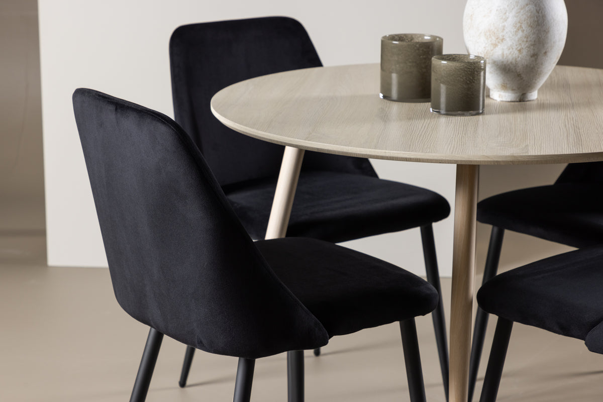 Venture Design Night & Plaza Matstolar 2-pack Svart + Runda Matbord ⌀100 Vitputsad