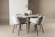 Venture Design Evelina & Plaza Matstolar 2-pack Grå + Runda Matbord ⌀100 Vitputsad