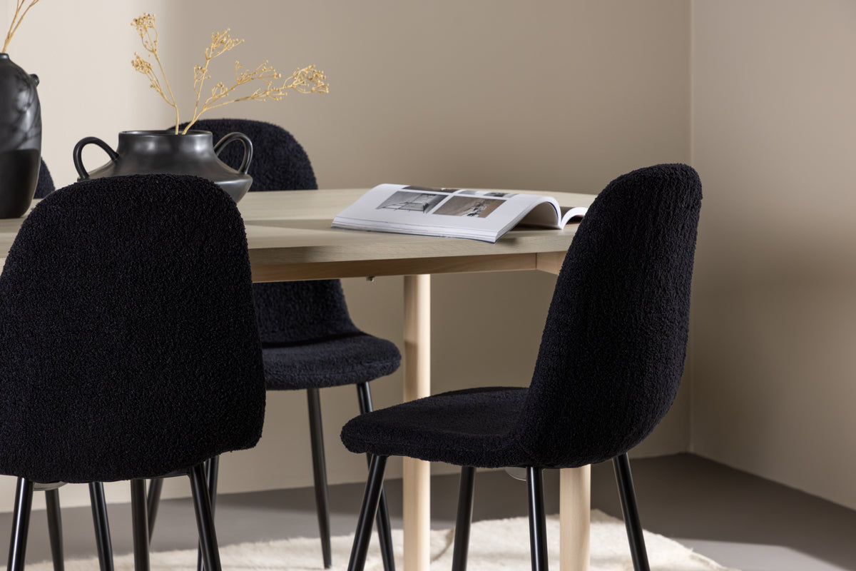 Venture Design Polar & Andy Matstolar 2-pack Svart + Ovala Matbord 180 x 90 Vitputsad