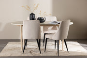 Venture Design Andy & Leone Ovala Matbord 180 x 90 Vitputsad + Matstolar 2-pack Beige