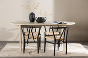 Venture Design Alfons & Andy Matstolar Svart + Ovala Matbord 180 x 90 Vitputsad
