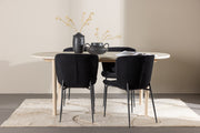 Venture Design Andy & Modesto Ovala Matbord 180 x 90 Vitputsad + Matstolar 2-pack Svart
