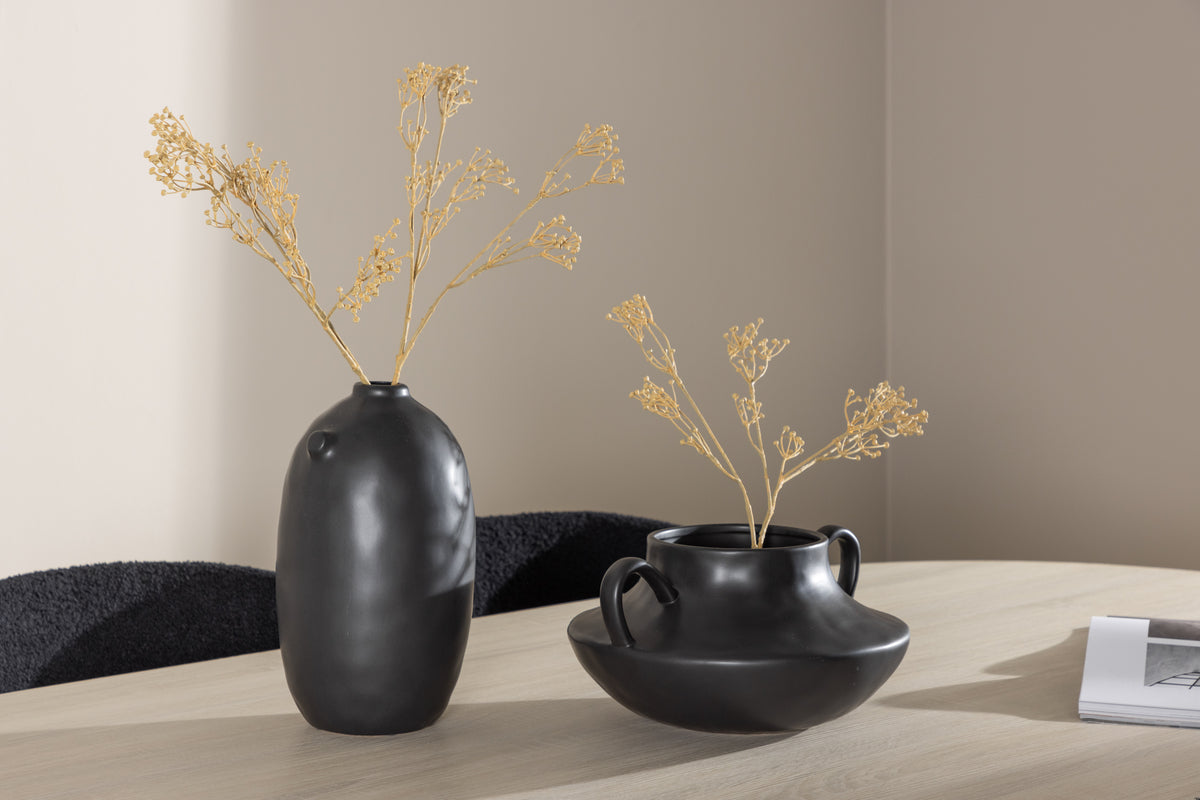 Venture Design Andy & Modesto Ovala Matbord 180 x 90 Vitputsad + Matstolar 2-pack Svart