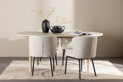 Venture Design Andy & Agnes Ovala Matbord 180 x 90 Vitputsad + Matstolar 2-pack Vit