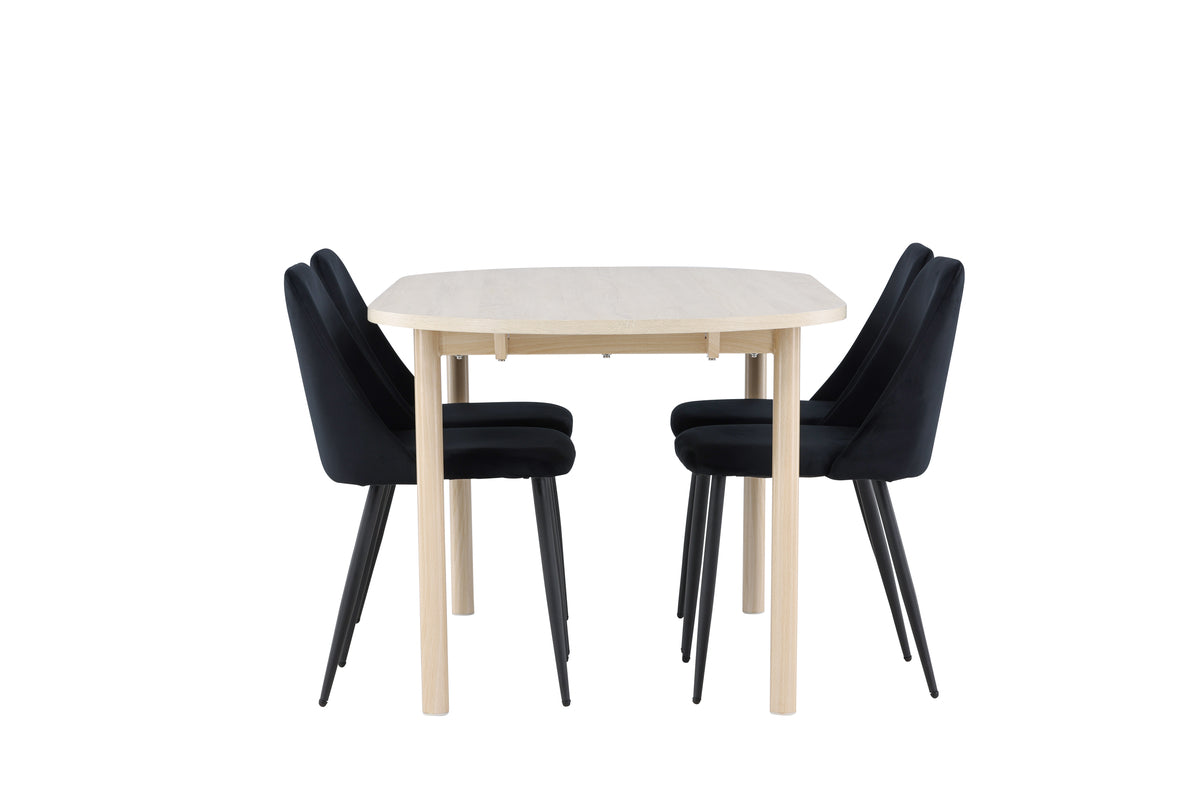 Venture Design Night & Andy Matstolar 2-pack Svart + Ovala Matbord 180 x 90 Vitputsad