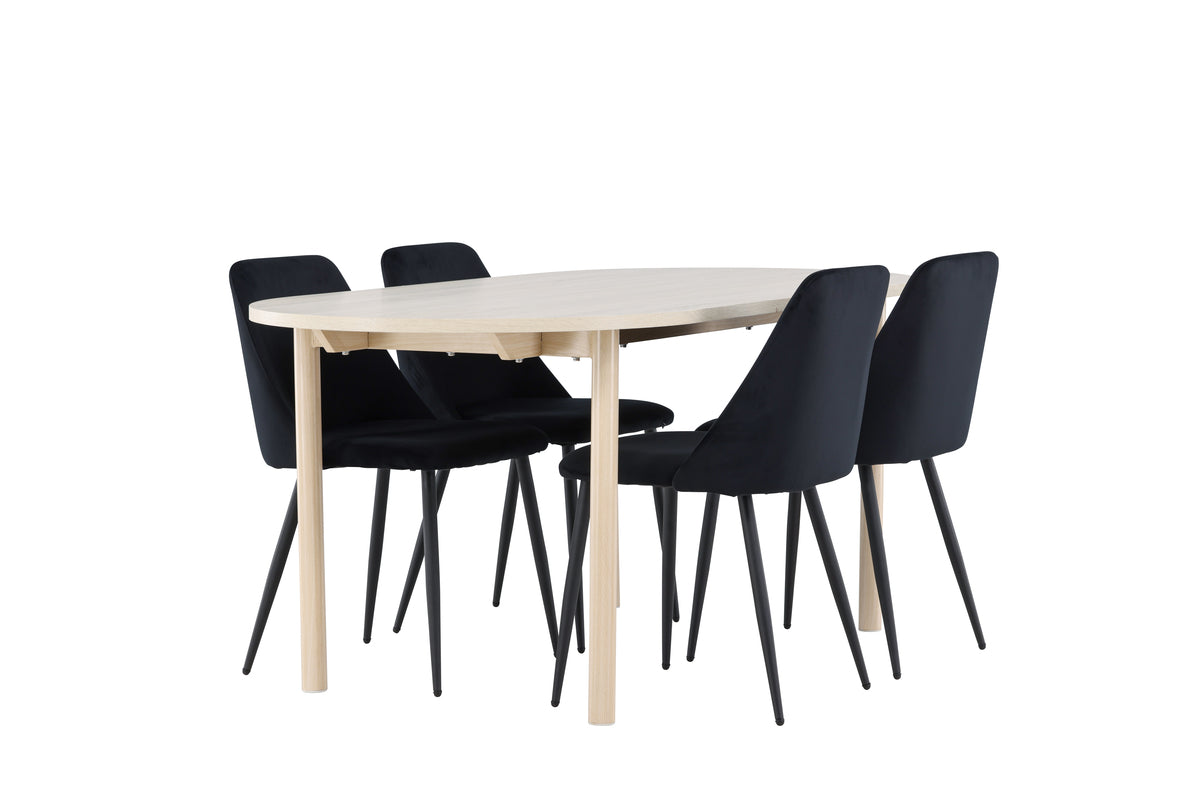 Venture Design Night & Andy Matstolar 2-pack Svart + Ovala Matbord 180 x 90 Vitputsad