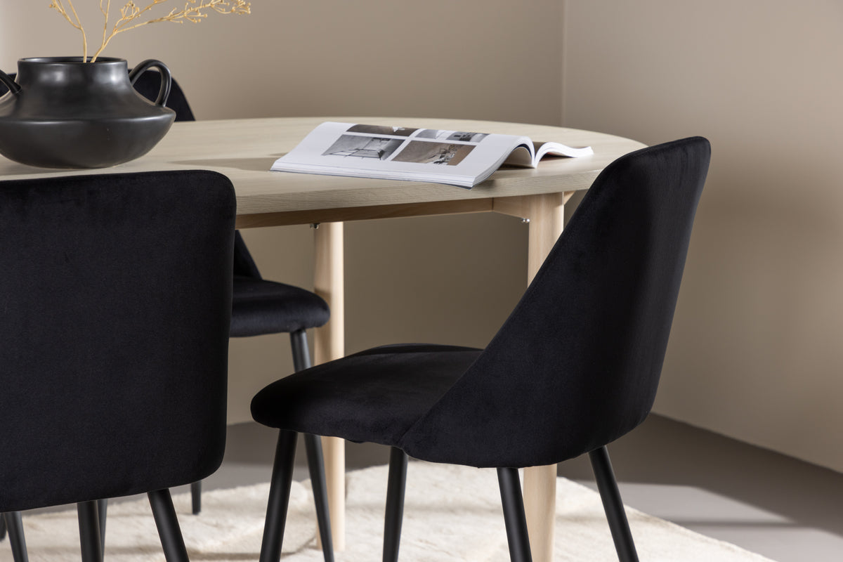 Venture Design Night & Andy Matstolar 2-pack Svart + Ovala Matbord 180 x 90 Vitputsad