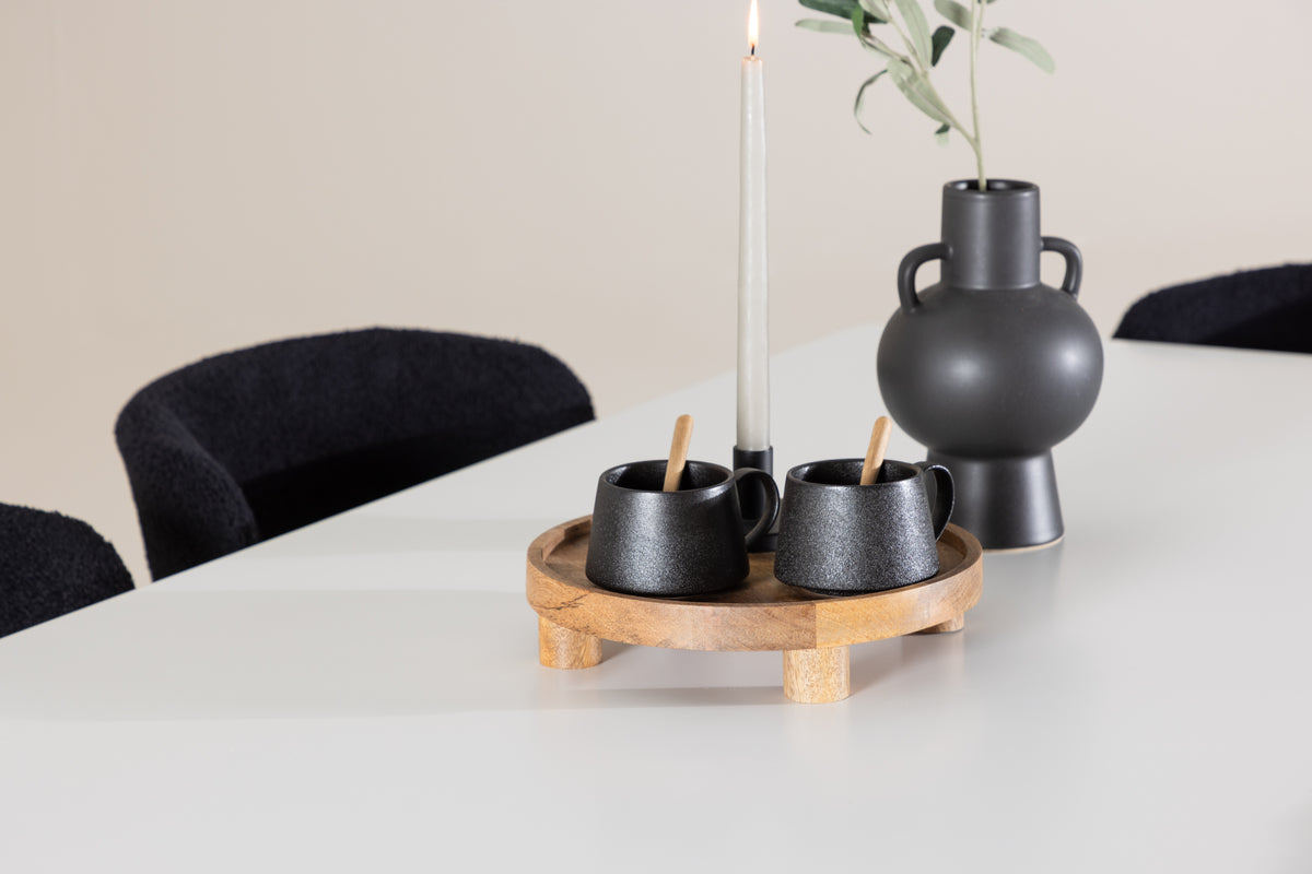 Venture Design Silar & Modesto Rektangulära Matbord 180 x 90 Vit + Matstolar 2-pack Svart