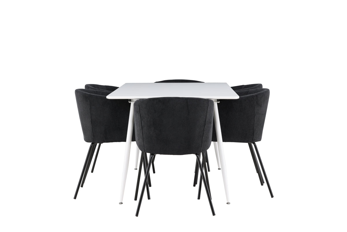 Venture Design Berit & Silar Matstolar Svart + Rektangulära Matbord 180 x 90 Vit