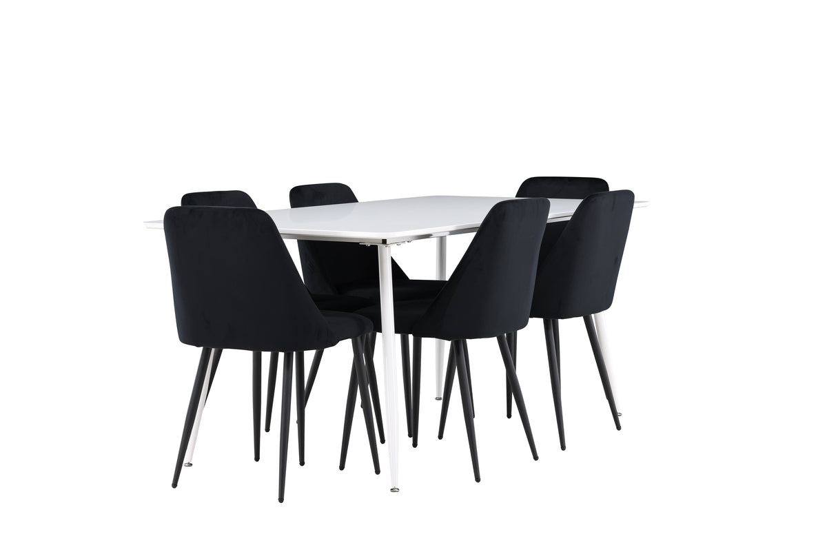 Venture Design Night & Silar Matstolar 2-pack Svart + Rektangulära Matbord 180 x 90 Vit