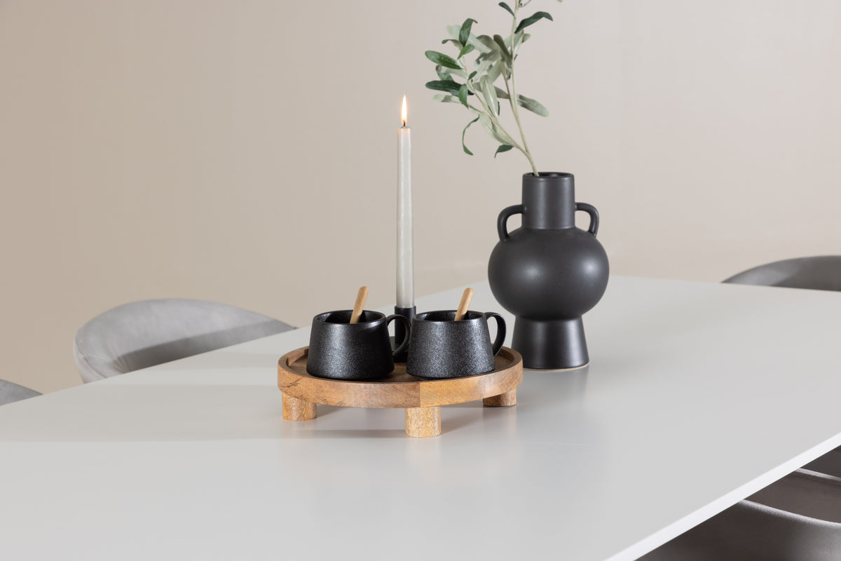 Venture Design Evelina & Silar Matstolar 2-pack Grå + Rektangulära Matbord 180 x 90 Vit