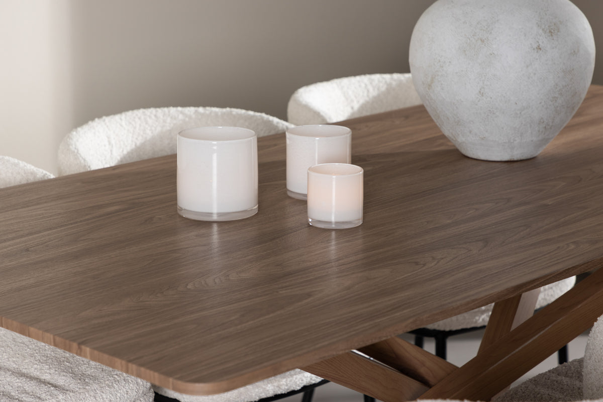 Venture Design Agnes & Piazza Matstolar 2-pack Vit + Rektangulära Matbord 180 x 90 Mocka