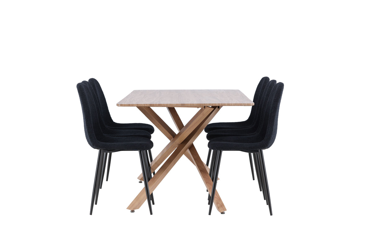 Venture Design Polar & Piazza Matstolar 2-pack Svart + Rektangulära Matbord 180 x 90 Mocka